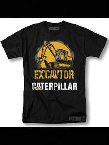 Caterpillar Shirt CAT Logo Escavator Tractor Equipment Work T-Shirt - 黑色 - 查看 1