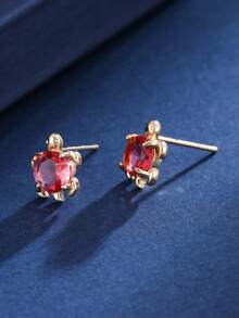 2pcs Women's Fashion Ocean Turtle Zirconia Stud Earrings, Suitable For Cute Girls Daily Wear - Earrings - View 8