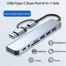 8-In-1 Type-C Hub, Multifunctional Card Reader, Laptop Computer Expansion Dock, USB Splitter - View 3
