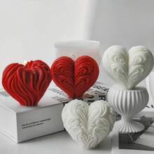 心形硅胶蜡烛模具 DIY 情人节手工香薰蜡烛礼物石膏 - 白色 - 查看 2