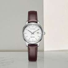 CITIZEN -Drive Series -Drive Radio Wave Stainless Steel Cowhide Strap Waterproof Watch Photo-Energy Quartz Movement Japanese And Korean Watch Women's Watch White Dial EW2660-22A - White - View 3