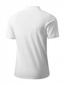 Men's Solid Color Short Sleeve Casual Commuter Polo Shirt, Suitable For Golf Sports, White Polo Shirt - White - View 3