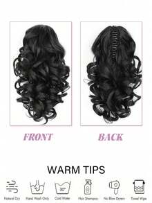 12-Inch Synthetic Fiber Wavy Ponytail Hairpiece, Natural Looking Clip-On Short Ponytail Wig, Fashion Hair Accessory, Elegant Hair Clip, Suitable For Autumn And Winter - Multicolor - View 8