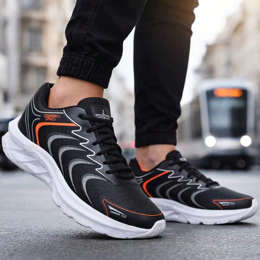 Men's Comfortable Lightweight Athletic Shoes With Premium Sole - For Everyday Use - Gym - Walking - Training - 橘色 - 查看 1