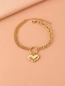 1 Stainless Steel Love Ring Double Titanium Bracelet European And American Style Gold Luxury Niche Girls Daily Dating Valentine's Day Accessories. - Bracelet - View 10