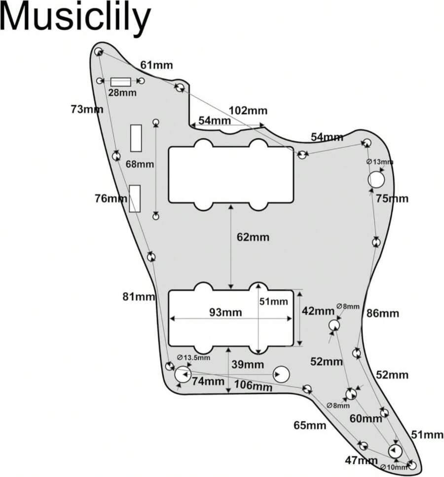 Musiclily Pro 13-Hole Guitar Pickguard For JPN Made Fender Japan Jazzmaster, 3Ply Parchment - MàuB - Xem 1