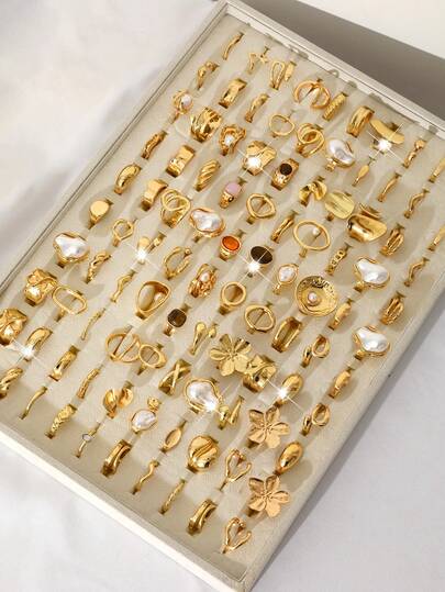 23/20/12/6 piezas Conjunto de anillos de mujer vintage elegantes y casuales de estilo bohemio, incluye flor, perla irregular, gema de resina colorida, ojo de tigre, sol, lágrima, anillos de combinación de múltiples elementos geométricos, adecuados para uso diario, vacaciones, fiesta, cita, regalo de vacaciones