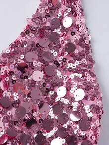 Women Sequin Halter Tank Top Y2K Sparkly Sleeveless Deep V Neck Slim Fit Vest Crop Tops Summer Backless Bling Glitter Low Cut Shirts Going Out Tops Party Clubwear - hồng - Xem 5