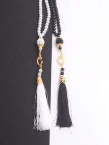 1pc 99 Beads Muslim Prayer Beads, 6mm Glass Faux Pearl Tasbih, Middle Eastern Cross-Border Wholesale, Original Design Unisex Bracelet - Bracelets - View 2