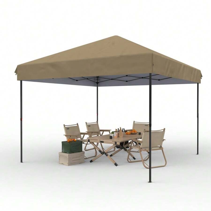 Carpa plegable resistente de 3 x 3 m – Refugio solar comercial impermeable para exteriores – 3 alturas ajustables – Estructura metálica robusta – Fácil de instalar – Bolsa de transporte con ruedas – I - Caqui - Ver 1