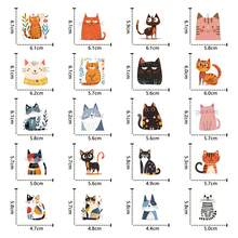 500pcs/Roll Cat Sticker Tapes, Aesthetic 1 Inch Labels With 8 Patterns, Self-Adhesive Stationery Seals For Scrapbooking, Envelopes, Party Supplies, Rewards & Motivation - Black - View 3