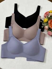 3pcs/Set Minimalist Comfortable Sports Bras For Women, Wireless Seamless Solid Color Bras - Multicolor - View 2