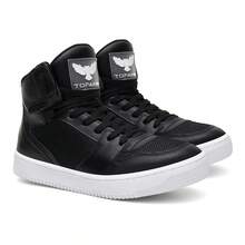 Bota de Treino Preto Conforto Musculação Uso Diário Couro Resistência Sola Borracha  Desportivo    Amarrar    Academia e fitness - Preto - Visão 1