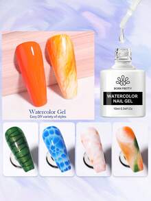 BORN PRETTY 10ml Gel de Unhas Aquarela, Esmalte de Unhas Removível com Efeito de Pintura Artística, Adequado para Salões de Beleza e Uso Doméstico - Transparente - Visão 12