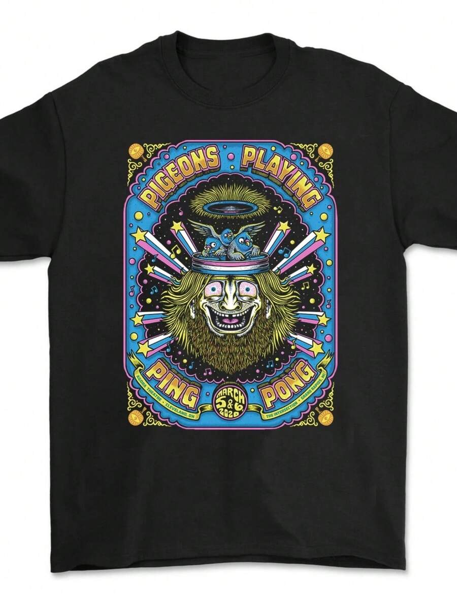 Pigeons Playing Ping Pong Cleveland Grand Rapids T-Shirt S-5XL - 黑色 - 查看 1