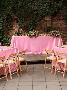 两件套缎面桌布,纯色光滑面料长方形桌布,婚礼装饰,浅粉色婚礼桌布,粉色主题生日装饰,生日房间装饰桌布,宴会装饰,派对活动装饰,婚礼派对装饰,家居装饰,餐桌装饰,桌布,派对礼物,厨房装饰桌布 - 粉色 - 查看 10