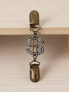 1 pieza Broche de clip vintage para chaqueta, chal, vestido o suéter de mujer y niña con logotipo de moneda de strass y ajustador de cintura - Multicolor - Ver 9