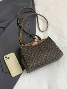 Autumn/Winter New Gao Ao Ji Letter Print Women Handbag Shoulder Bag - Brown - View 2