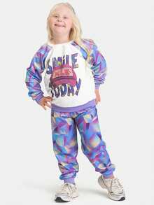 Conjunto Inverno Menina Natural Blusão Raglan e Calça em Moletom - bege - Visão 2