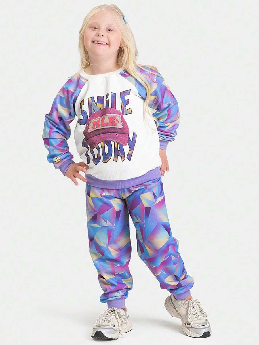 Conjunto Inverno Menina Natural Blusão Raglan e Calça em Moletom