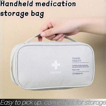 2pcs/1pc Emergency Medical Pouch, First Aid Kit, Home Medicine Storage Bag, Portable Handheld Small Medicine Bag, Travel Emergency Medicine Bag, Medicine Storage Pouch, First Aid Kit, Medical Storage Bag, For Office, Travel, Storage And Organization