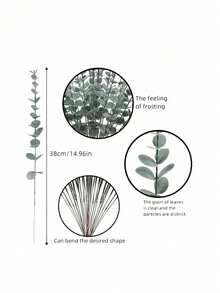 10/25/60pcs Eucalyptus Stems Artificial Eucalyptus Leaves Fake Greenery Branches Fake Flowers For Wedding Centerpiece Spring Easter Farmhouse Home Decoration - Multicolor - View 14