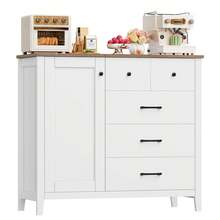 Sideboard, Kitchen Cabinets With 5 Drawers, Wooden Storage Cupboard Cabinet For Kitchen - White - View 7