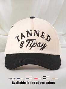 1pc Boné de beisebol bordado feminino "TANNED TIPSY" lavado, chapéu casual de proteção solar ajustável para áreas externas, adequado para primavera, outono, viagens, férias na praia. Também adequado para homens jovens no estilo Y2K. - bordado - Ver 17