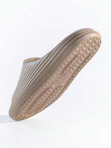 Chanclas para mujer con masaje de rayas, zapatillas de ducha suaves y ligeras, sandalias de suela gruesa con punta abierta - Marrón - Ver 5