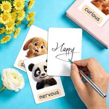 18 tarjetas flash de emociones de animales de dibujos animados - Multicolor - Ver 3