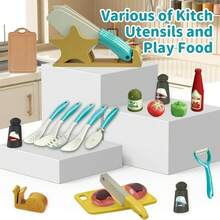 KOPPOP Kitchen Play Accessories, Interactive Playset, Pretend Cooking Set With Pots, Pans, Utensils & Cookware For Creative Fun - Green - View 4