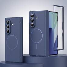 VIETAO With Tempered Galaxy Screen Protector Magnetic Wireless Charging Foldable Phone Case Compatible With Samsung Galaxy Z Fold 7 6 5 4 Full Cover Phone Case - Blue - View 1