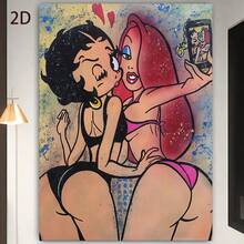 Framed Canvas And Jessica Rabbit In Bikinis  Canvas  Retro Artwork For Home, Vintage Pop Art Canvas Print  Posters Art With A Glam Touch - 五彩繽紛 - 查看 8