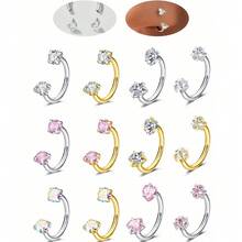 2PCS Stainless Steel Zirconia Horseshoe Ring Piercing Nose Ear Belly Rings Women Cartilage Helix Earrings Daith Piercing Jewelry - Nose Ring - View 10