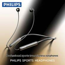 PHILIPS 飞利浦 TAN1020 无线颈挂式耳机，蓝牙 5.3 运动耳机，带降噪功能，轻巧防汗入耳式耳机，适合跑步和健身 - 查看 1