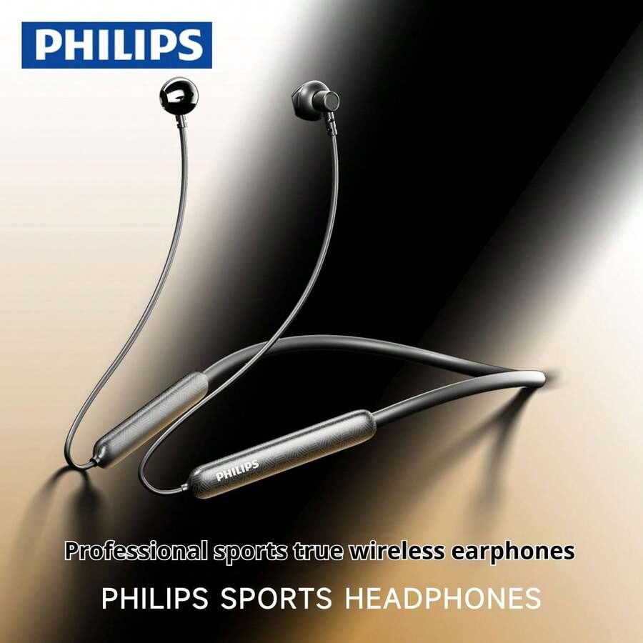 PHILIPS 飞利浦 TAN1020 无线颈挂式耳机，蓝牙 5.3 运动耳机，带降噪功能，轻巧防汗入耳式耳机，适合跑步和健身 - 查看 1