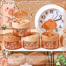 Cute Cartoon Capybara Double-Hole Pencil Sharpener Kawaii Mini Pencil Sharpener Students Prizes Student Stationery Gifts - Multicolor - View 2