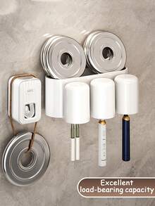 1 Giá đỡ bàn chải đánh răng gắn hút chân không dễ lắp đặt - Có khay đựng kem đánh răng - Giá đựng bàn chải đánh răng gắn tường có thể tháo rời, quà tặng Giáng sinh/Halloween và Lễ Tạ ơn - Nhiều màu - Xem 7