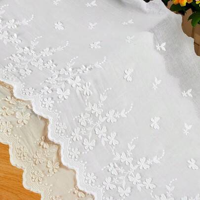 1 thước vải ren hoa và bướm 3D dập nổi, dùng để trang trí quần áo, viền may.