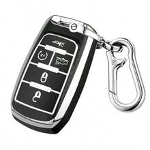 Dfor Dodge Key Fob Cover Fits For Dodge RAM 1500 2500 3500 4-5 Buttons 2019 2020 2021 2022 2023 TPU Key Fob Case With Keychain Remote Accories Key Fob Protection Sier-Black - 銀黑 - 查看 1