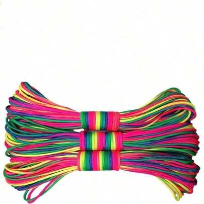 10m Colorful Polyester Rope, 4mm Diameter, Multi-Purpose Outdoor Emergency Rope, Suitable For Tents, DIY Bracelets, Clotheslines And Other Tent Accessories