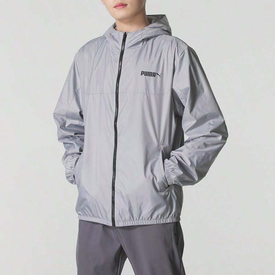 Puma Men's Woven Hooded Jacket, Ess Regular Windbreaker, Casual Sportswear Minimalist Outerwear, 693713-63 - Grey - View 1