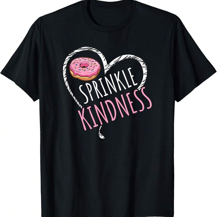 Sprinkle Kindness Donut Funny Teacher Students Gifts T-Shirt - Black 1 - View 1