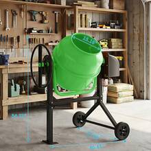 TABU 6.0 Cu.Ft Electric Concrete Mixer, Portable Cement Mixer, Mortar Mixing For Stucco/Seeds, Freestanding Cement Mixing Tools With Wheels For Stucco, Orange/Blue/Green - US B Type Plug(110-127V) - View 10