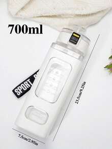 1个700毫升运动水壶，带吸管和时间刻度，大容量防漏水杯，方形时尚设计，适用于健身、办公、旅行、露营、居家使用，适合作为学生和成人的礼物。 - 彩色 - 查看 6