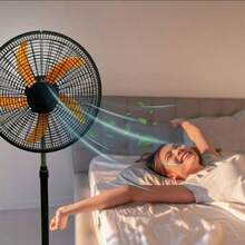 Ventilador Oscilante Portátil con Base de Alta Velocidad y Altura Ajustable, 5 Páginas de Plástico para Uso en Hogar, Oficina y Exteriores - Naranja - Ver 2