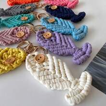 手工编织时尚创意鱼形钥匙扣棉绳简约吊坠包包配饰汽车挂件手机挂饰 - 彩色 - 查看 11