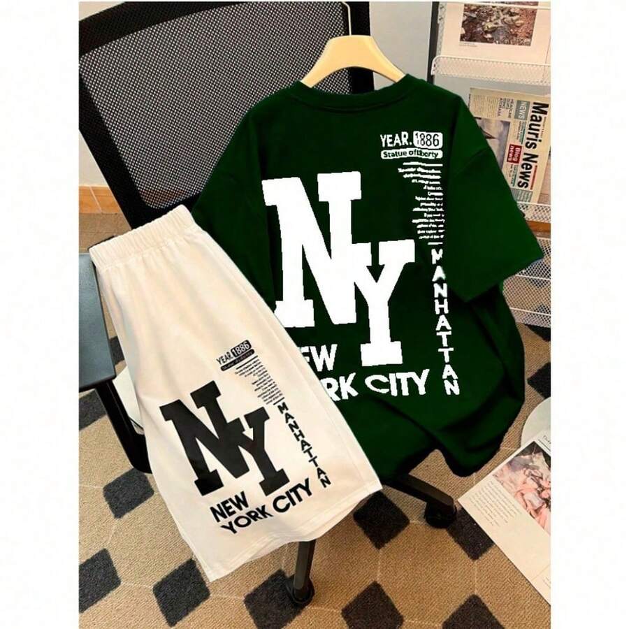 Men's Set 100% Cotton New York 1886 - 綠色 - 查看 1