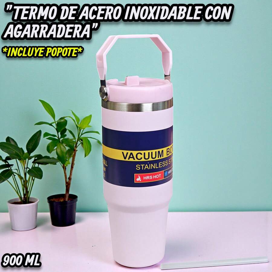 Termo Deportivo De Acero Inoxidable Con Agarradera, FAB-31, 900 ml, Vaso para gym, Termo térmico de acero inoxidable, Vaso con tapa aislante, Termo portátil con agarradera, Botella deportiva con excelente diseño y estilo, botella aislante, 15 colores diferentes, regalo ideal, regalo para hombre, regalo para mujeres, vaso para café, vaso para jugo..