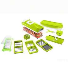 12 Pieces Multifunctional Vegetable And Fruit Cutter Grater Peeler Chopper Kitchen Set - Green - View 3